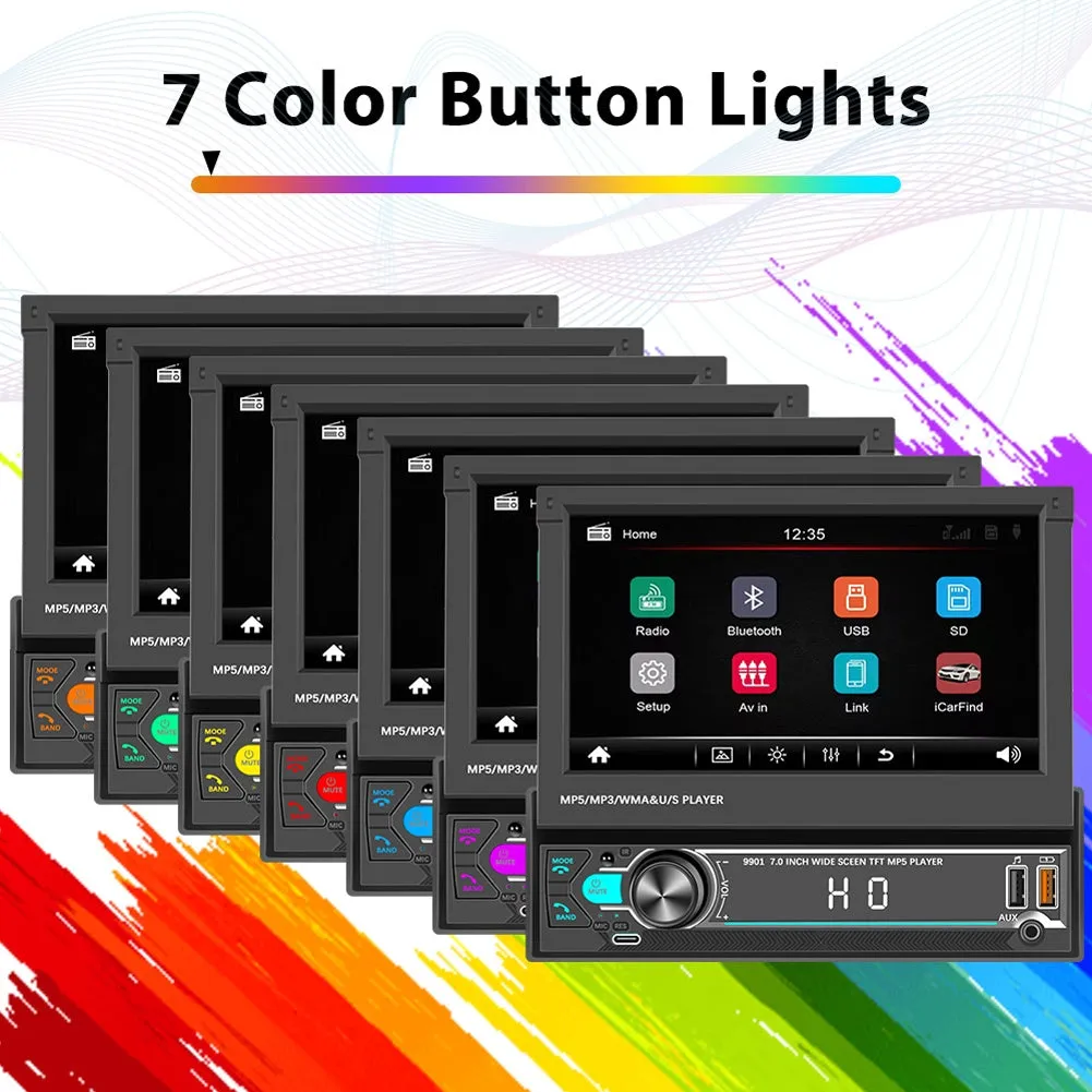 1 Din Car Mp5 Player 7-inch Manual Retractable Touch Screen
