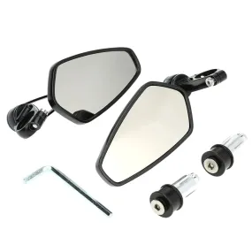 1 Pair of Motorcycle Universal 7/8" Handle Bar End Rearview Mirror CNC Aluminum 360° Rotation Bracket Side View Mirrors
