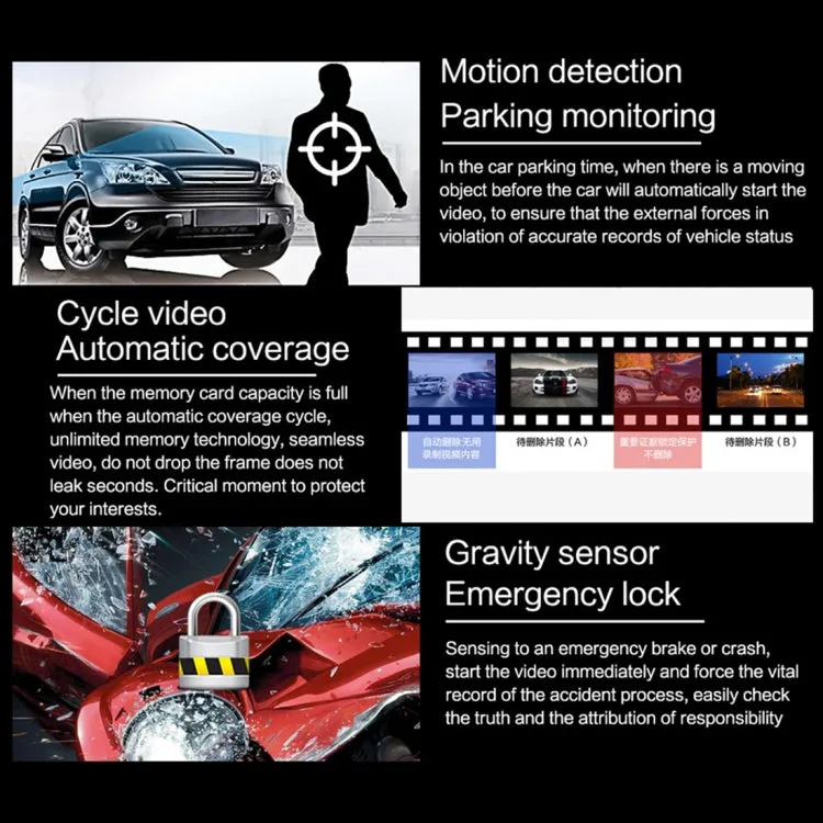 1080 Hd 12 Inch Dashboard Car Mirror Dvr Dual Camera Recorder Ctc-G45