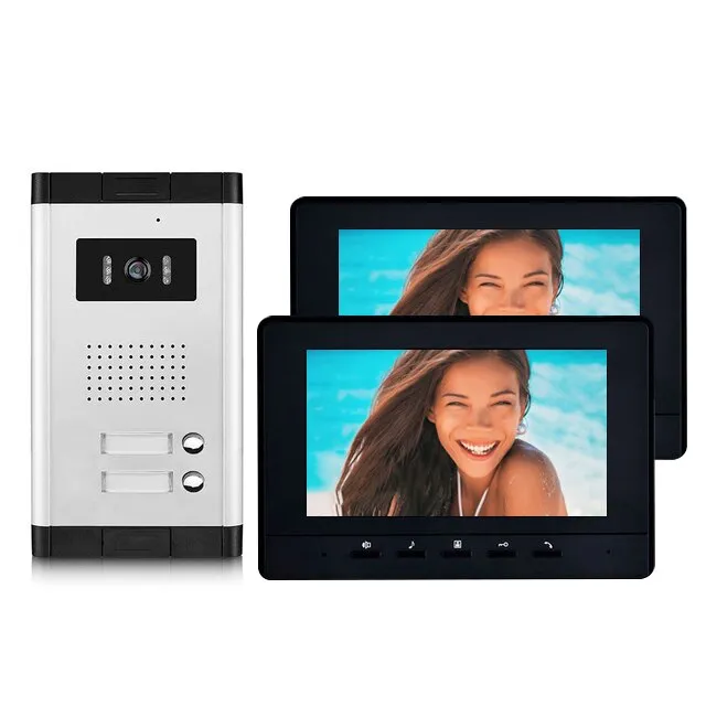 2 - 4 Units Apartment Video Doorphone Intercom System 7 inch Monitor Video Doorbell  Night Vision Waterproof for Home Security