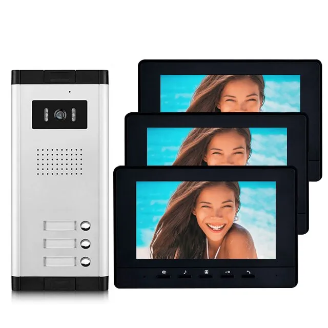 2 - 4 Units Apartment Video Doorphone Intercom System 7 inch Monitor Video Doorbell  Night Vision Waterproof for Home Security