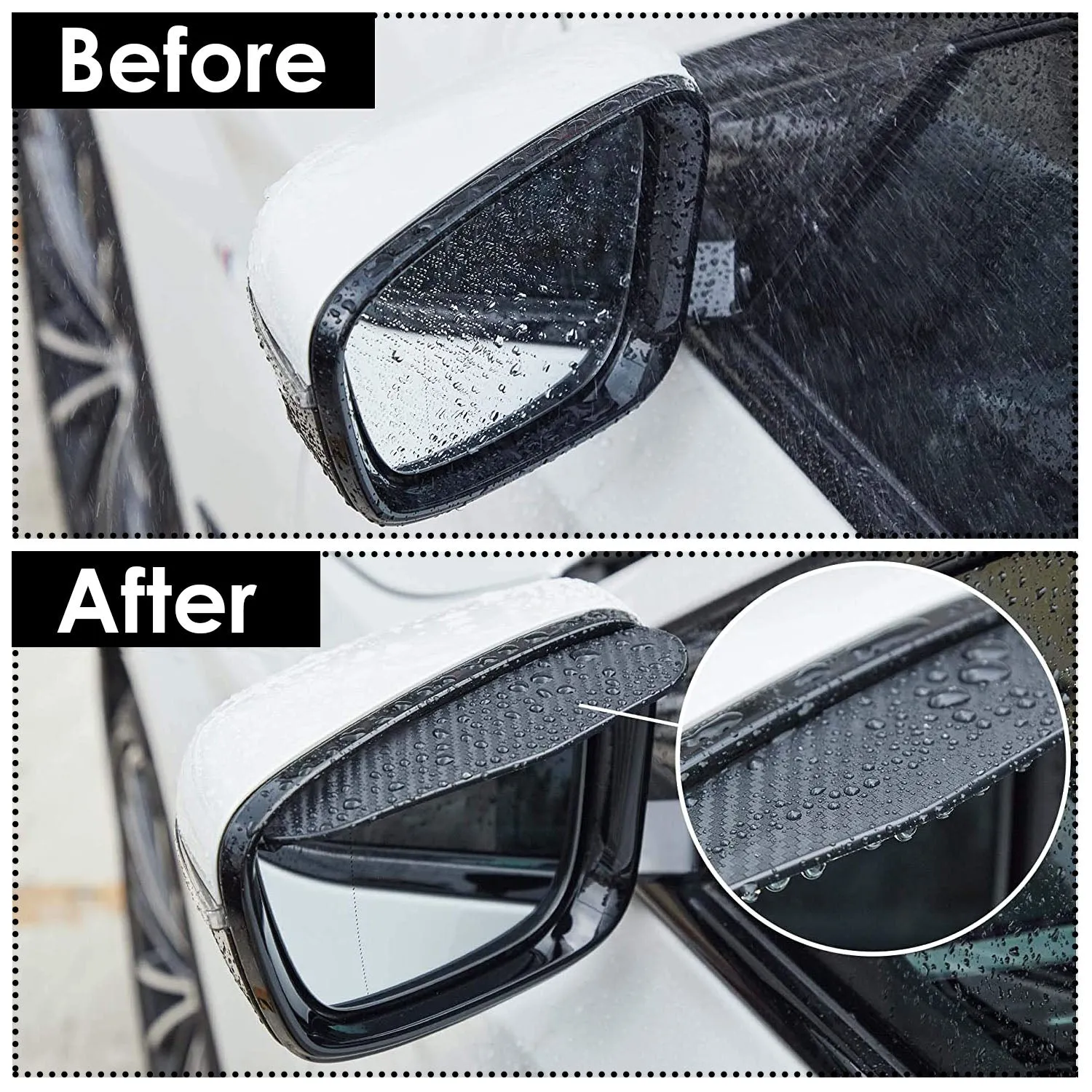 2-Pieces: Car Side Mirror Rain Guard