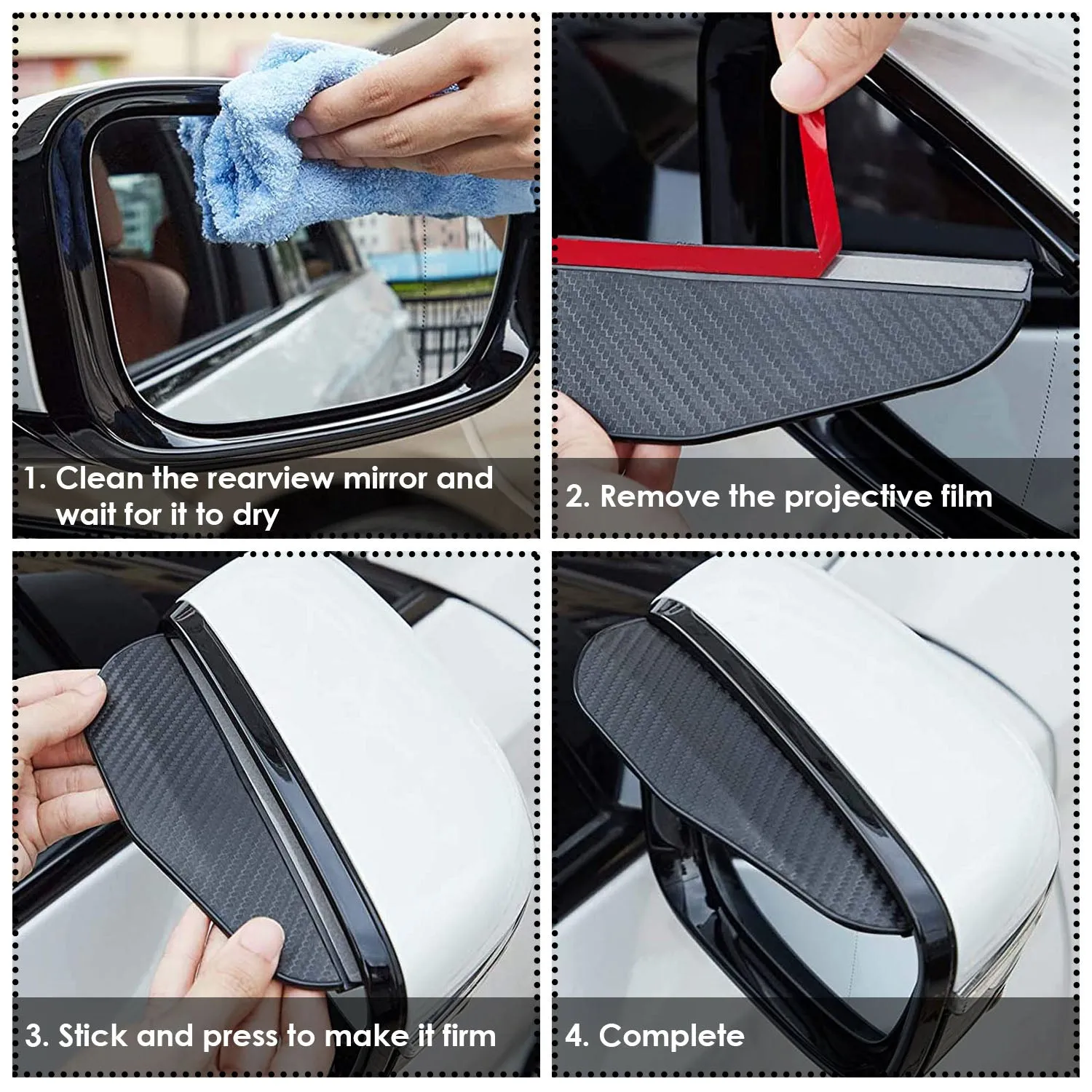 2-Pieces: Car Side Mirror Rain Guard