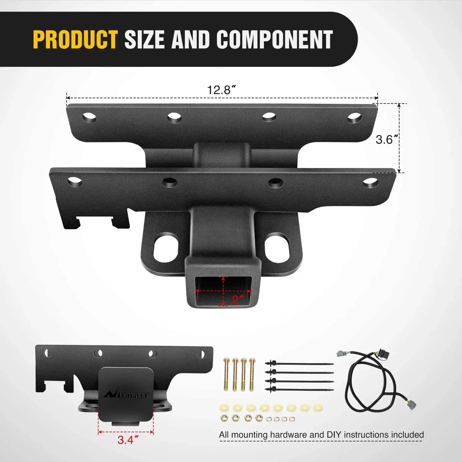 2007-2018 Jeep Wrangler JK 4Door 2Door Unlimited 2 Inch Rear Bumper Tow Trailer Hitch