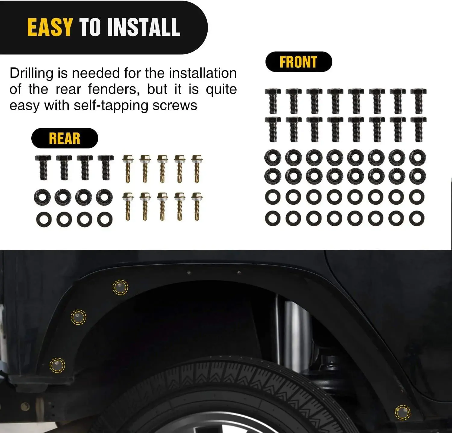 2007-2018 Jeep Wrangler JK Front Rear Fender Flares Kit