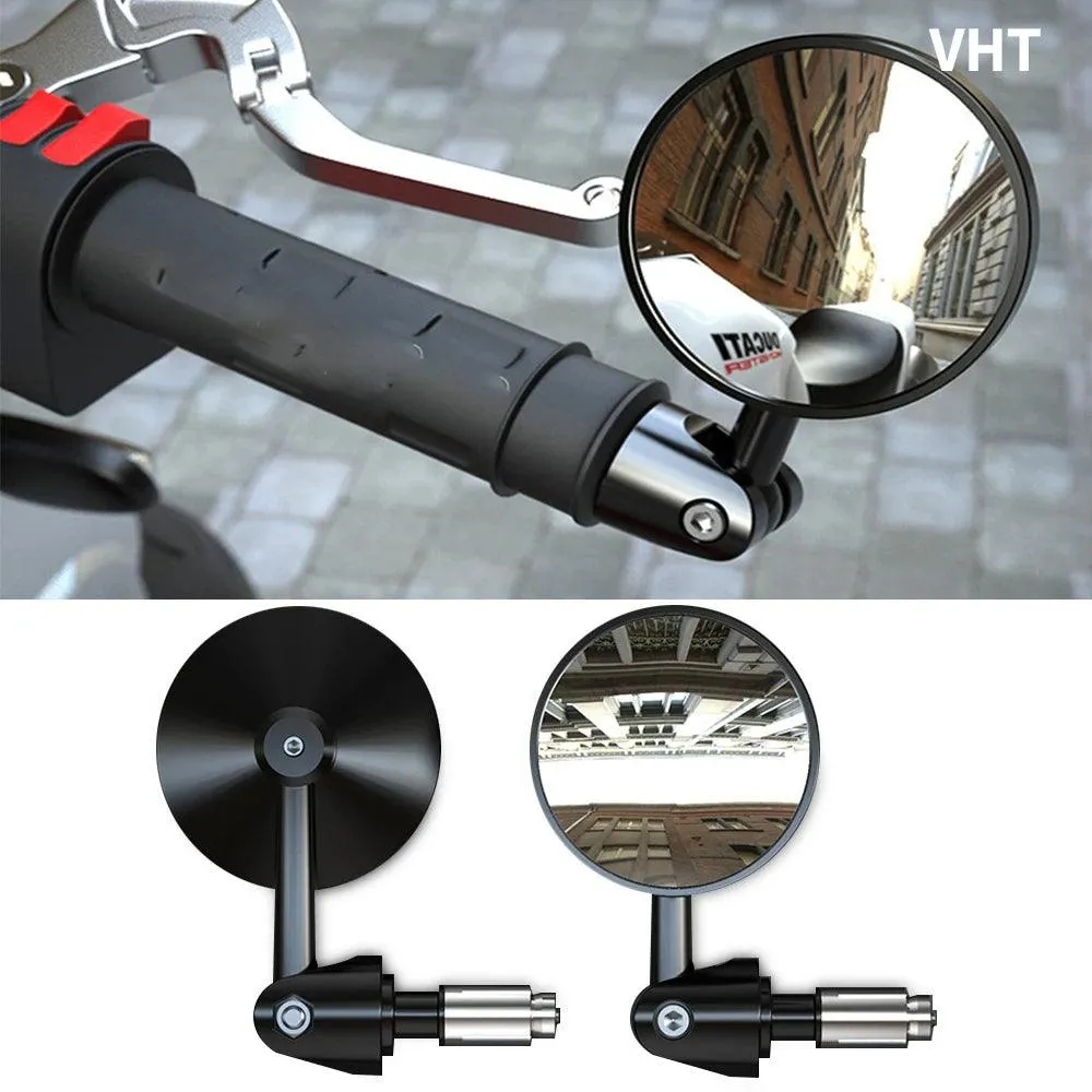 2pcs 1Pair Motorcycle Rearview Handle Bar End Mirrors Moto Accessories 16mm Universal Motorbike Handlebar Round 7/8" Handle Bar