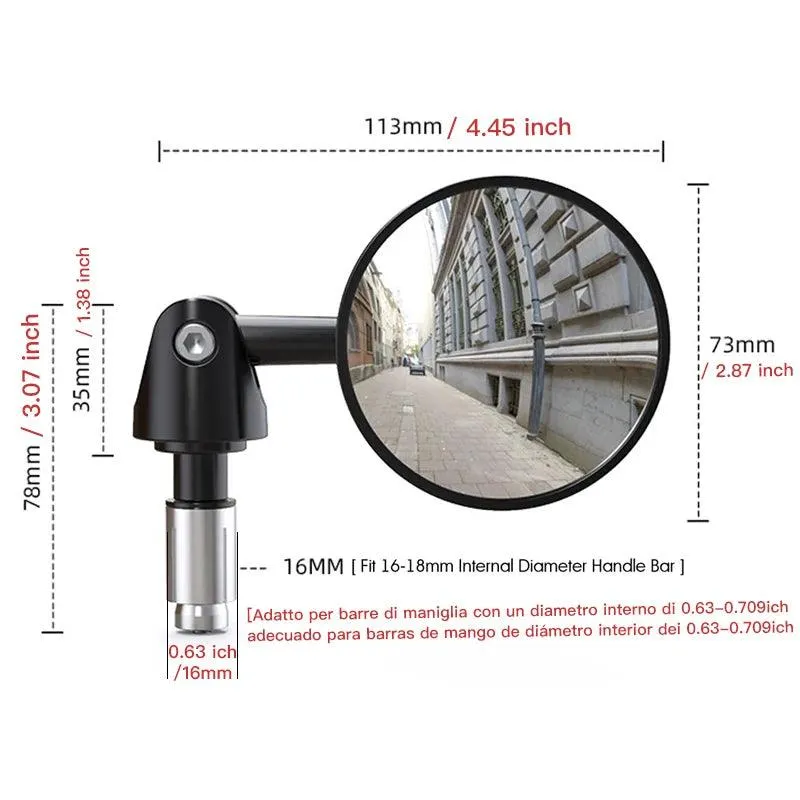 2pcs 1Pair Motorcycle Rearview Handle Bar End Mirrors Moto Accessories 16mm Universal Motorbike Handlebar Round 7/8" Handle Bar