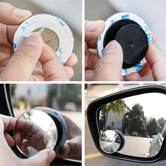 2Pcs 360 Degree Rotation Round Convex Rearview Blind Spot Car Mirrors