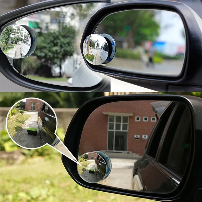 2Pcs 360 Degree Rotation Round Convex Rearview Blind Spot Car Mirrors