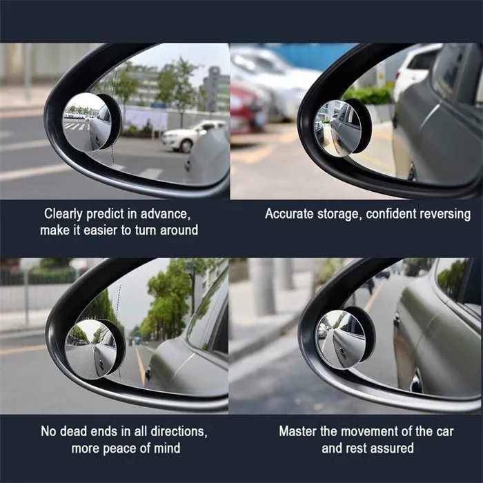 2Pcs 360 Degree Rotation Round Convex Rearview Blind Spot Car Mirrors