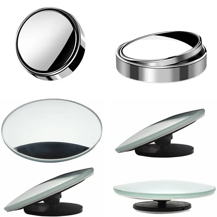 2Pcs 360 Degree Rotation Round Convex Rearview Blind Spot Car Mirrors