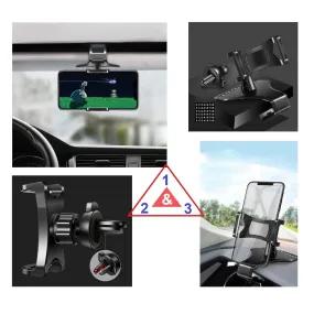3 in 1 Car GPS Smartphone Holder: Dashboard / Visor Clamp   AC Grid Clip for Samsung Galaxy Camera GC100 - Black
