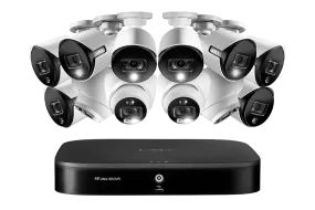 4K 16-channel 3TB Wired DVR System with 12 Active Deterrence Cameras