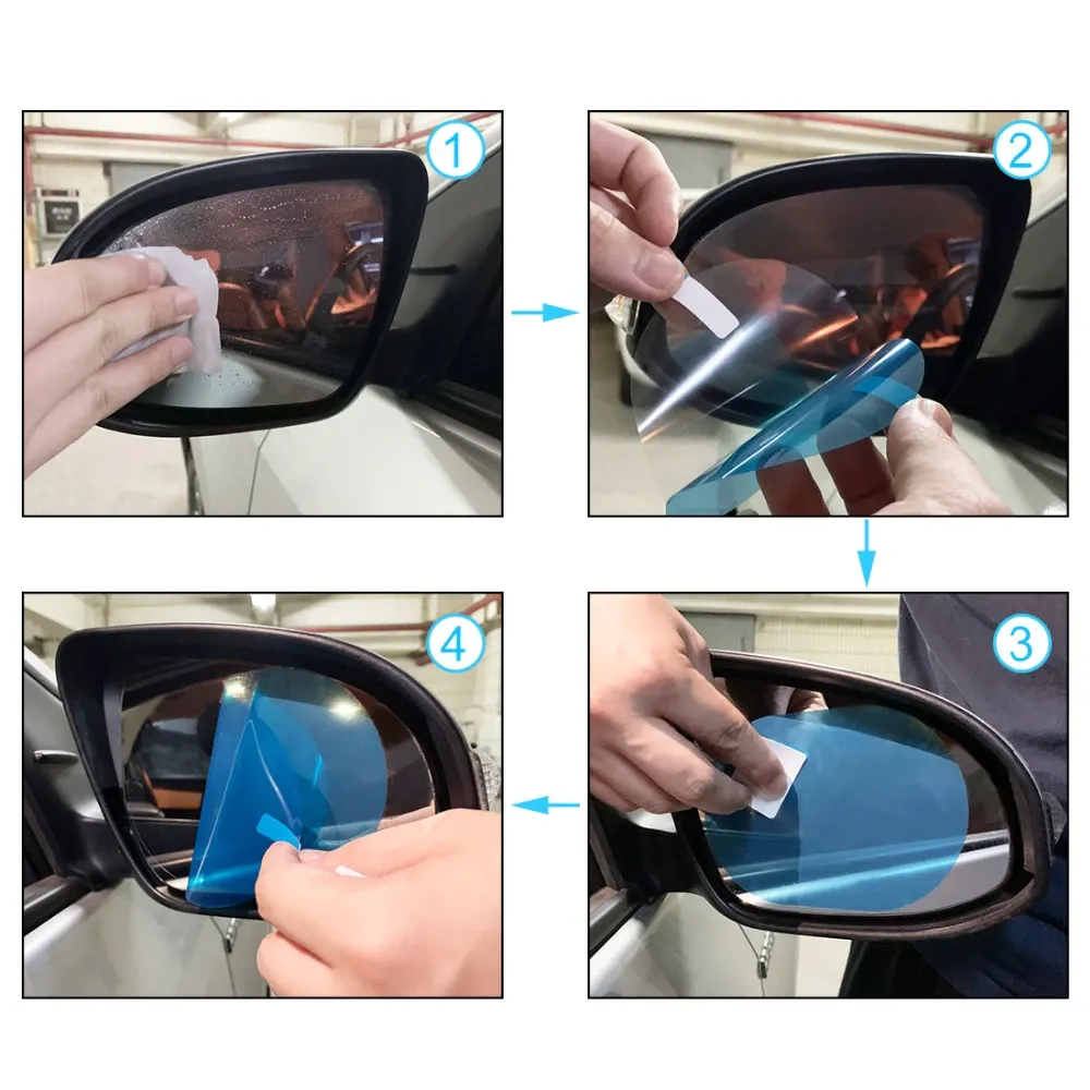 4PCS Car Rearview Mirrors and Windows Anti-Rain/Anti-fog Film