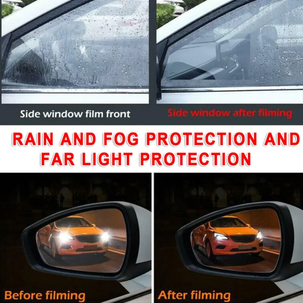 4PCS Car Rearview Mirrors and Windows Anti-Rain/Anti-fog Film
