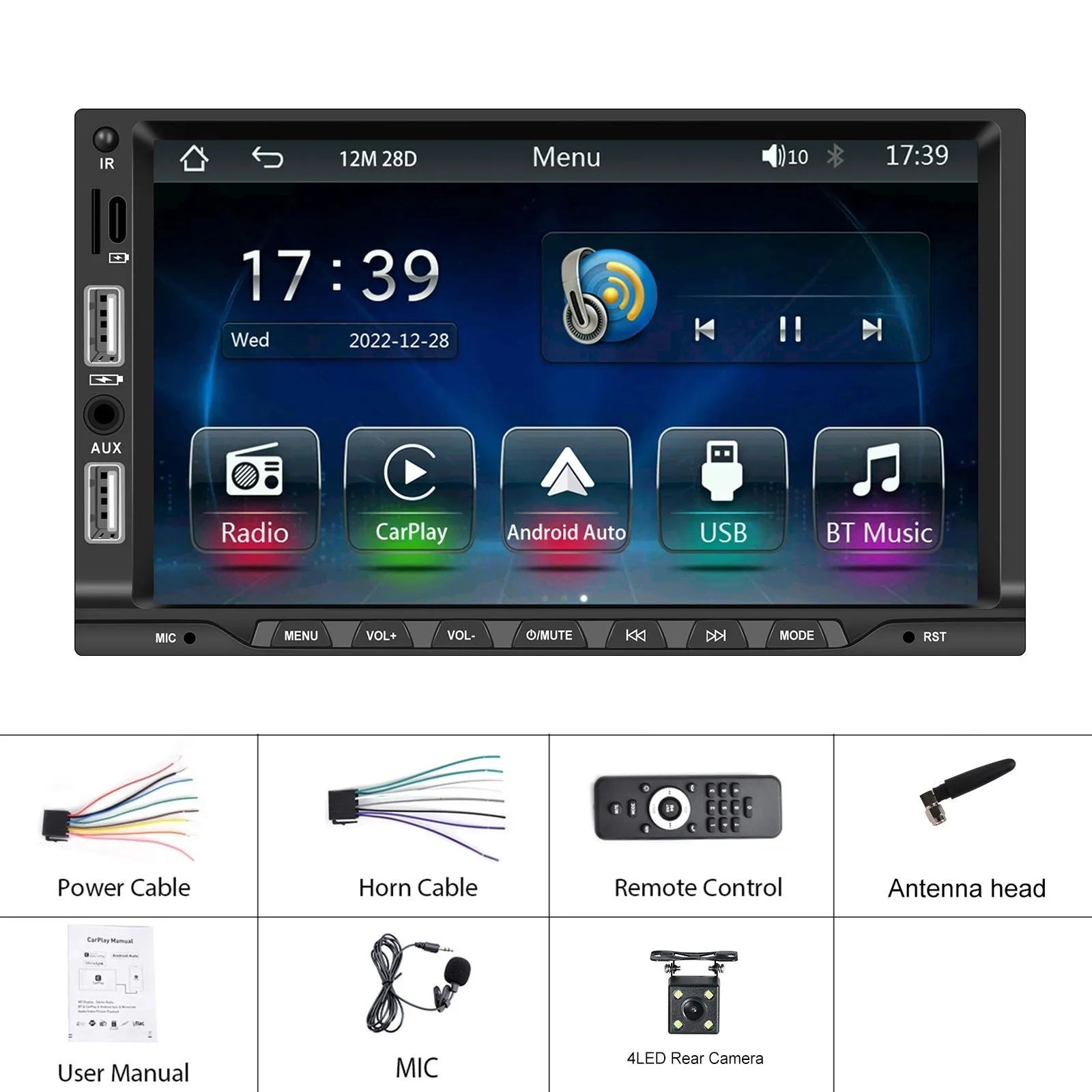 7-inch 2 Din Car Radio Bluetooth 5.1 Hands-free Mp5 Player for