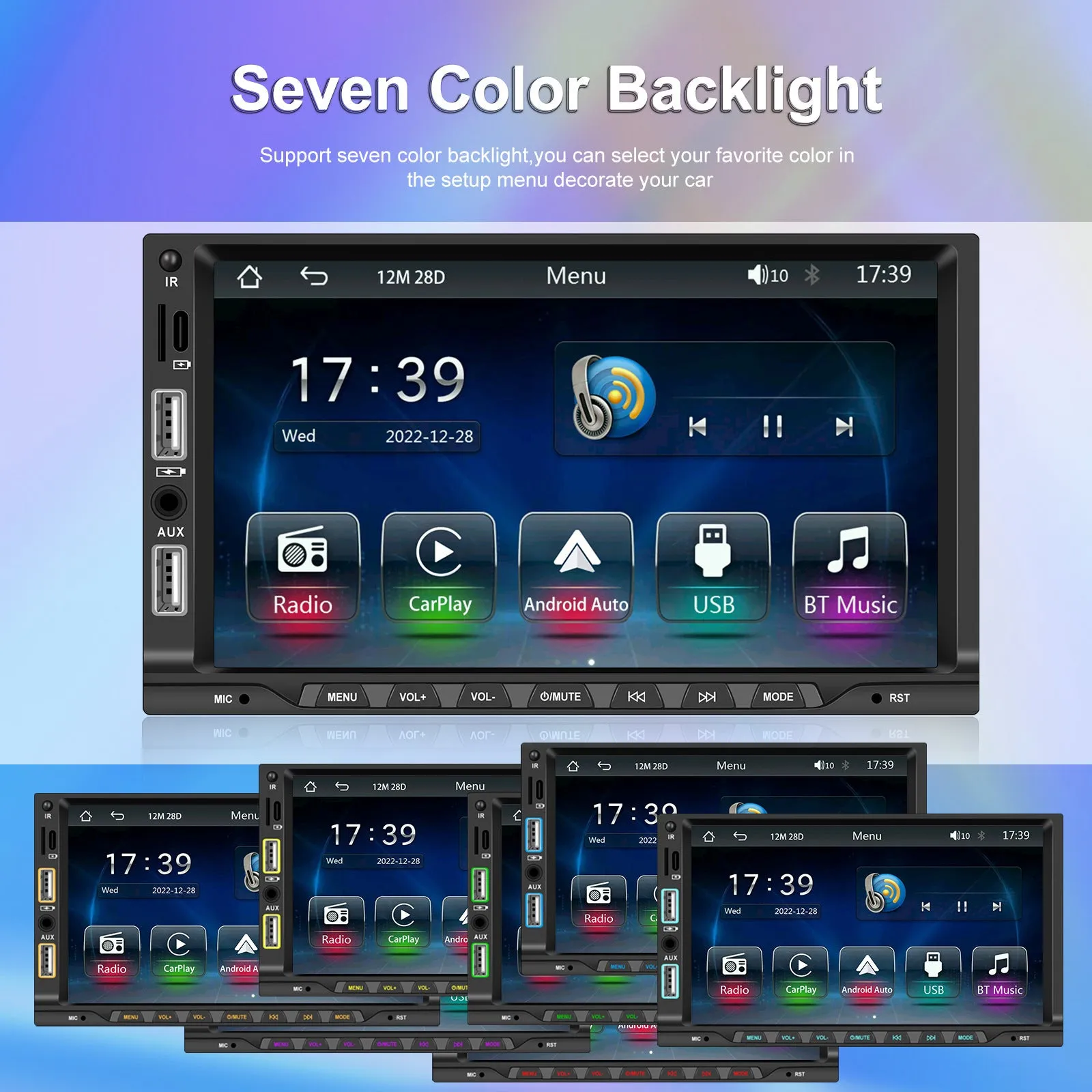 7-inch 2 Din Car Radio Bluetooth 5.1 Hands-free Mp5 Player for