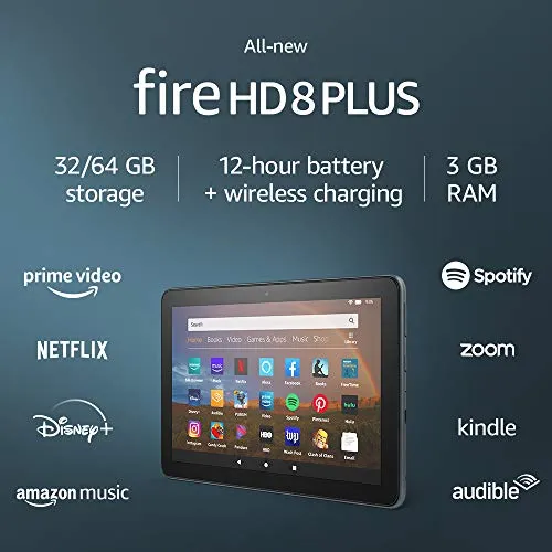 All-new Fire HD 8 Plus tablet, HD display, 64 GB, our best 8" tablet for portable entertainment, Slate