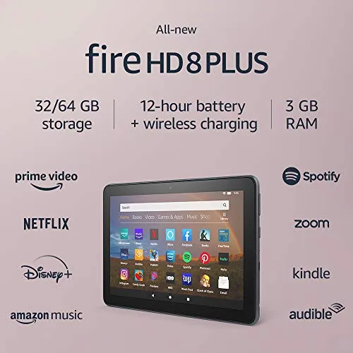 All-new Fire HD 8 Plus tablet, HD display, 64 GB, our best 8" tablet for portable entertainment, Slate