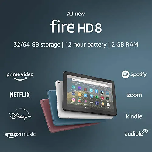 All-new Fire HD 8 tablet, 8" HD display, 32 GB, designed for portable entertainment, Black