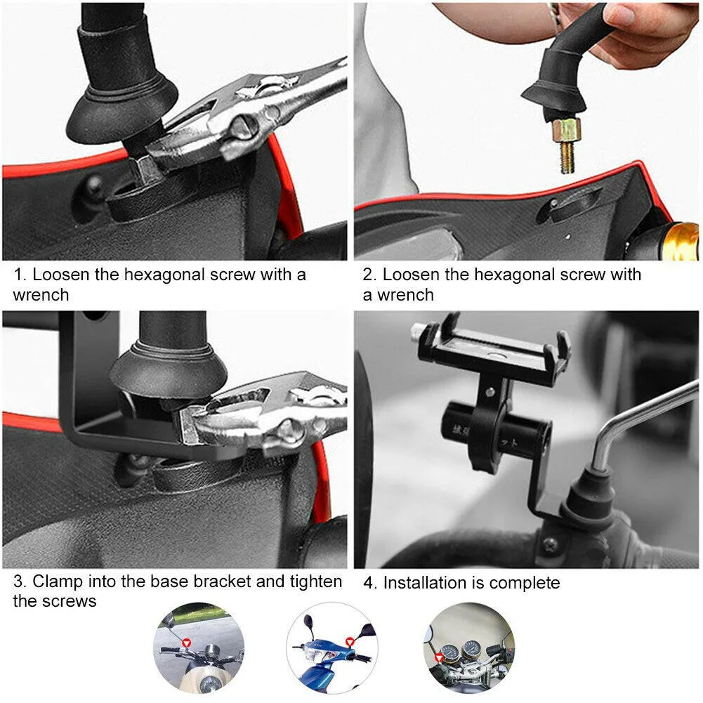 Aluminum Alloy Bicycle Motorcycle Rearview Mirror Mount Handlebar Rearview Mirror Adapter Mobile Phone Expansion Bracket