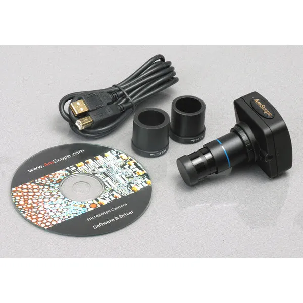 AmScope PM240 Series Zoom Trinocular Stereo Microscope 8X-80X Magnification on Track Stand with Common Main Objective(CMO) and 5MP Camera