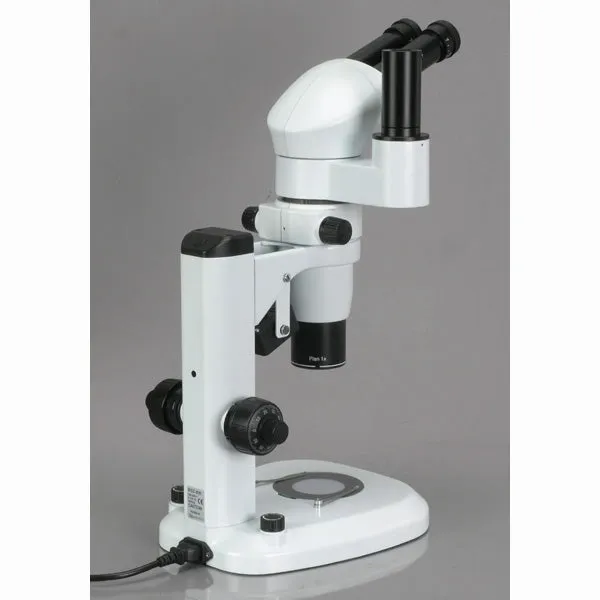 AmScope PM240 Series Zoom Trinocular Stereo Microscope 8X-80X Magnification on Track Stand with Common Main Objective(CMO)
