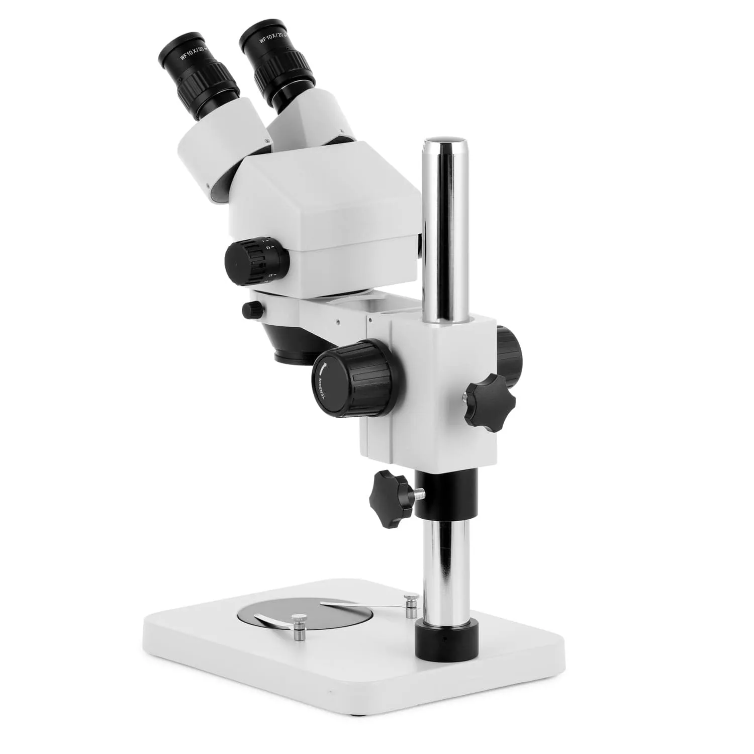 AmScope SM-1 Series Inspection and Dissecting Zoom Binocular Stereo Microscope with 30W LED Single Fiber Optic Gooseneck Light and Optional Digital Camera on Compact Pillar Stand