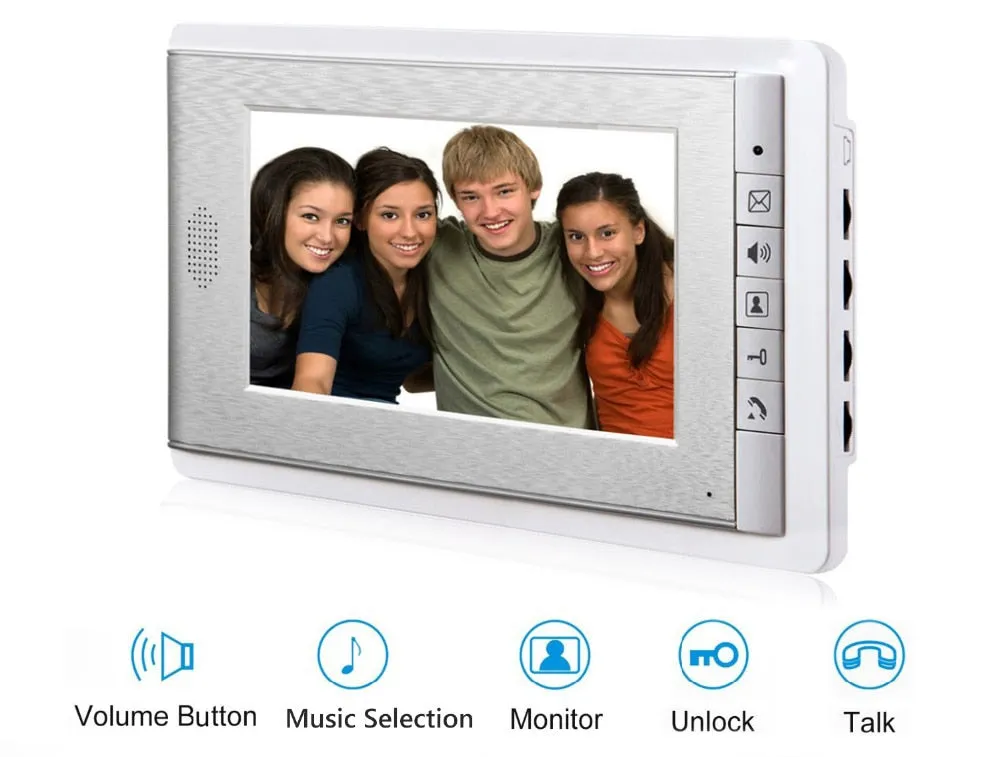 AnjieloSmart 2/3/4 Units Apartment Intercom System Video Doorbell Camera Aluminum Alloy 7" Monitor 7 RFID Card