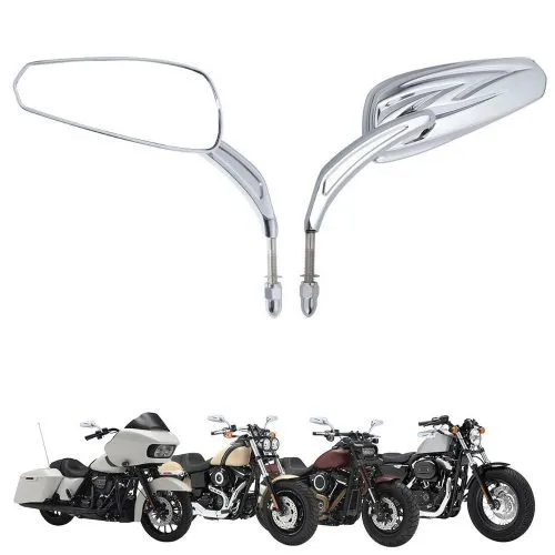 Attitude Rearview Mirror , Teardrop Chrome, Universal 8mm stud, For Harley Sportster Softail Road King Glide, Pair