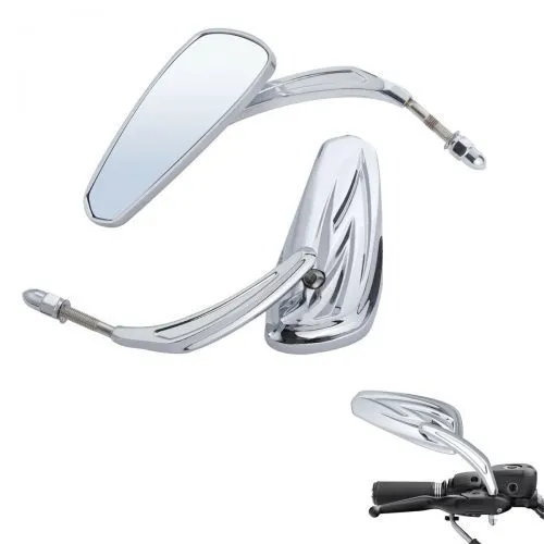Attitude Rearview Mirror , Teardrop Chrome, Universal 8mm stud, For Harley Sportster Softail Road King Glide, Pair