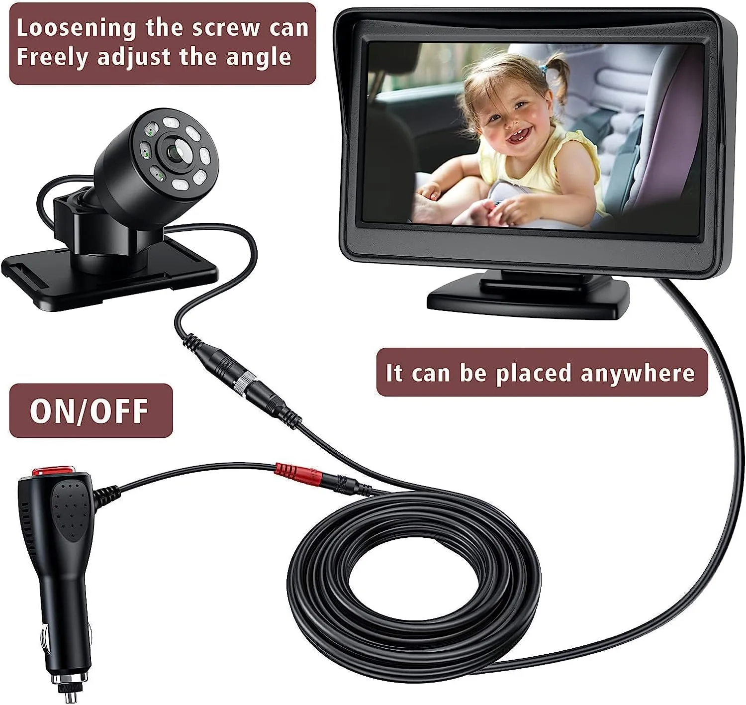 Baby Mirror for Car, Back Seat Baby Car Camera with Night Vision, View Infant in Rear Facing Seat with 4.3-Inch HD Display, Observe the Baby'S Every Move at Any Time While Driving