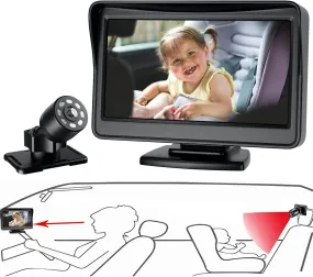 Baby Mirror for Car, Back Seat Baby Car Camera with Night Vision, View Infant in Rear Facing Seat with 4.3-Inch HD Display, Observe the Baby'S Every Move at Any Time While Driving