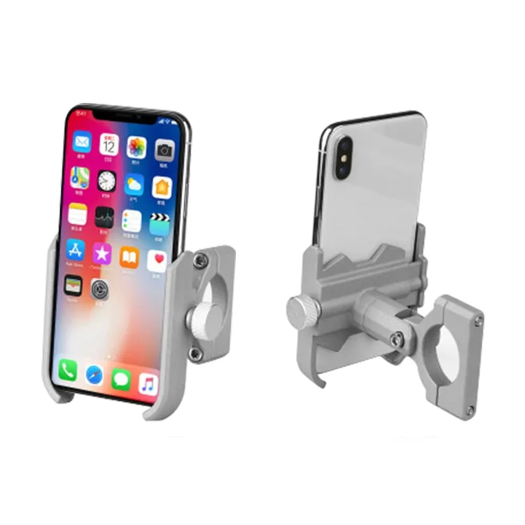 Bicycle Mobile Phone Holder Motorcycle Electric Car Navigation Mobile Phone Holder, Style:Handlebars(Silver)