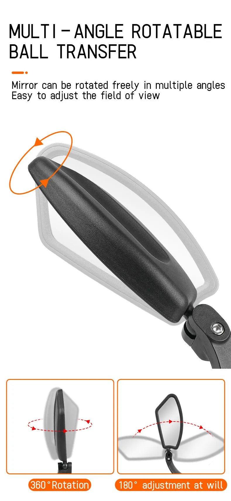 Bike Mirrors Clear Wide Range