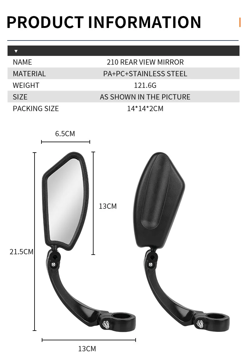 Bike Mirrors Clear Wide Range