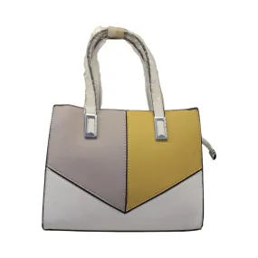 Block Front Pocket and Dual Tone Tote Handbag