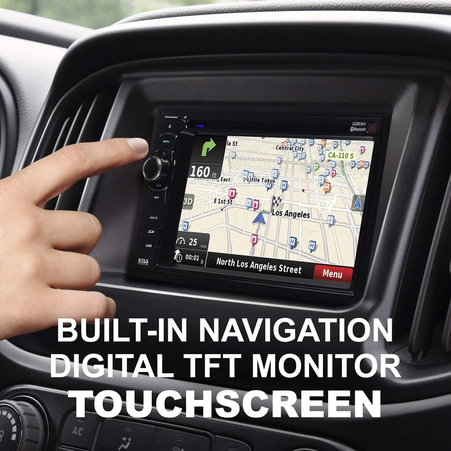 BOSS Audio Systems BV9386NV Navigation - Double Din GPS, Bluetooth Audio and Hands-Free Calling, 6.2 Inch Touchscreen LCD Monitor, MP3, CD, DVD Player, USB SD Ports, AUX Input, AM FM Radio Receiver