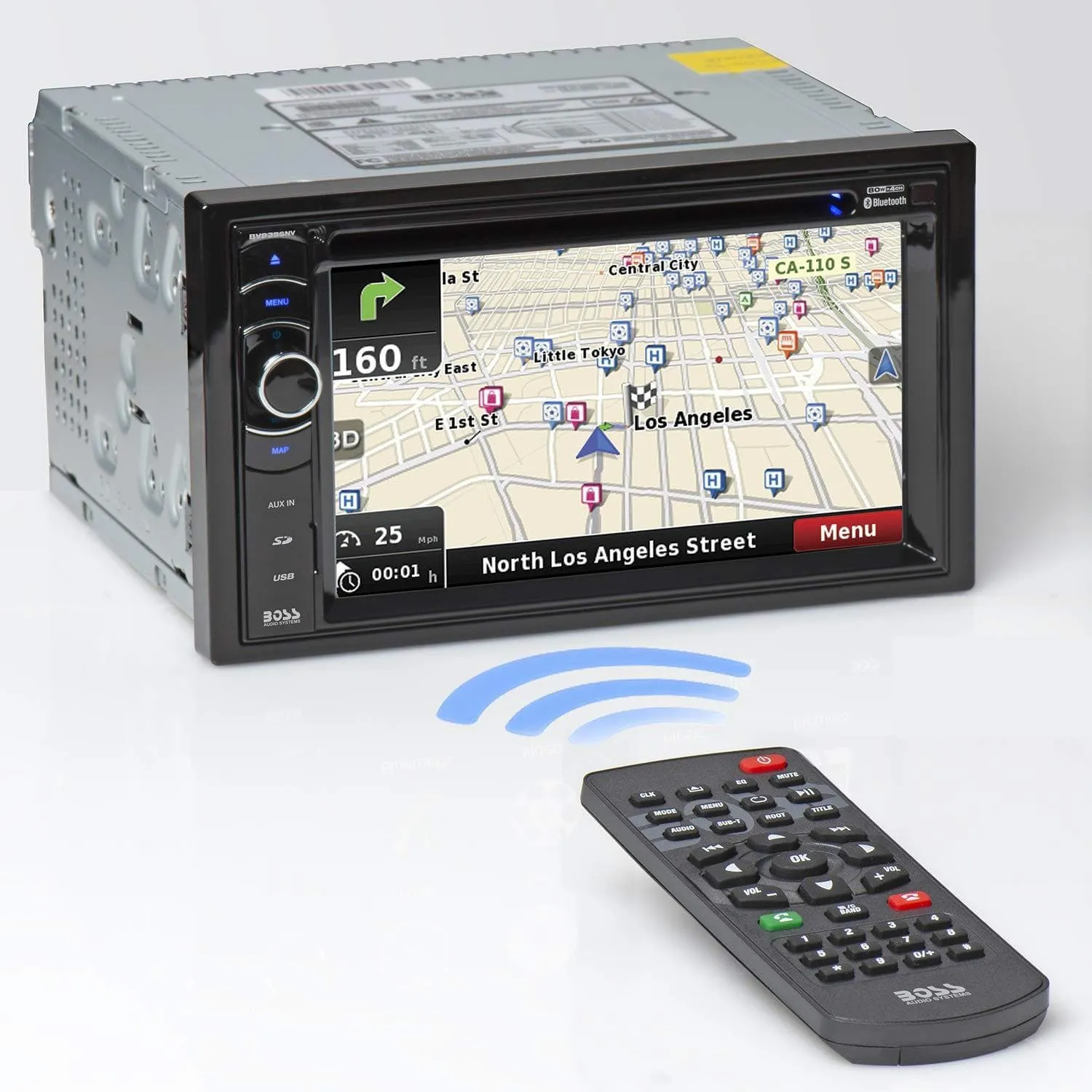 BOSS Audio Systems BV9386NV Navigation - Double Din GPS, Bluetooth Audio and Hands-Free Calling, 6.2 Inch Touchscreen LCD Monitor, MP3, CD, DVD Player, USB SD Ports, AUX Input, AM FM Radio Receiver
