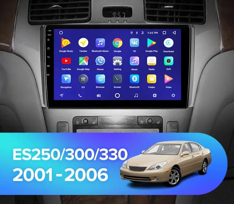 Car Dealz 10.2" Android 10.0 Lexus ES250 ES300 ES330 2001-2006 w CAM In Dash Plus OEM Fascia
