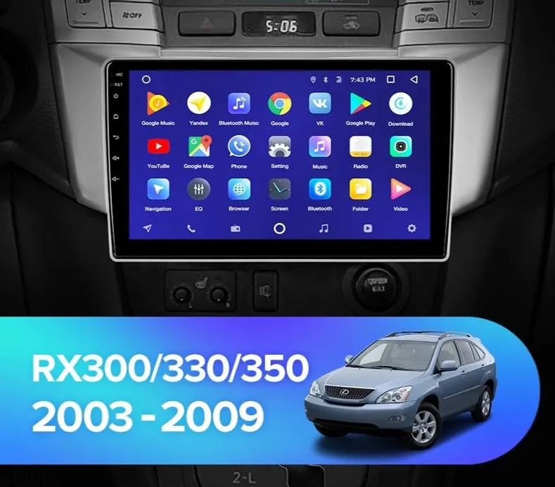 Car Dealz 10.2" Android 10.0 Lexus RX300/330/350/400H Toyota Harrier 2003-2009 with CAM In Dash Plus OEM Fascia