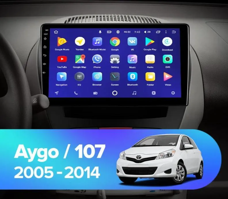 Car Dealz 10.2" Android 10.0 Peugeot 107/ Toyota Aygo 2005-2014 In Dash Plus OEM Fascia