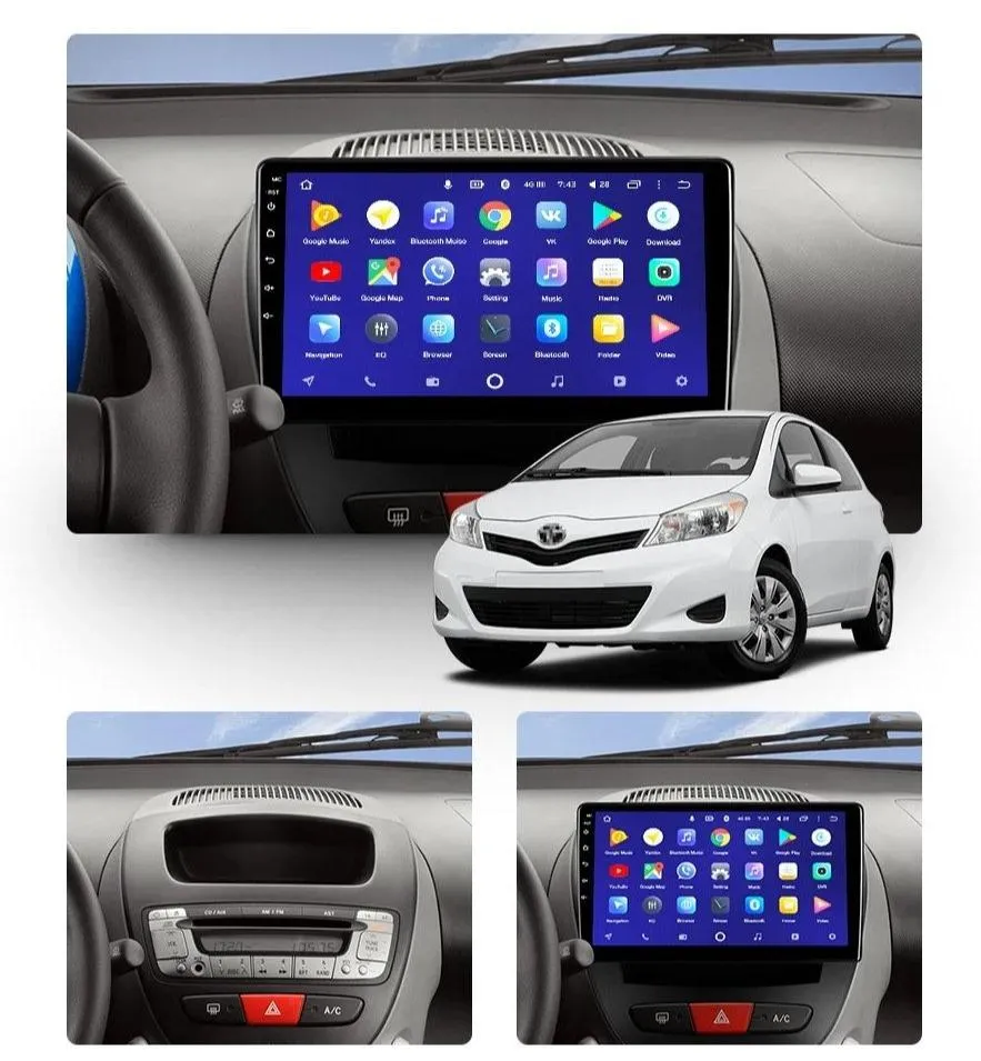 Car Dealz 10.2" Android 10.0 Peugeot 107/ Toyota Aygo 2005-2014 In Dash Plus OEM Fascia