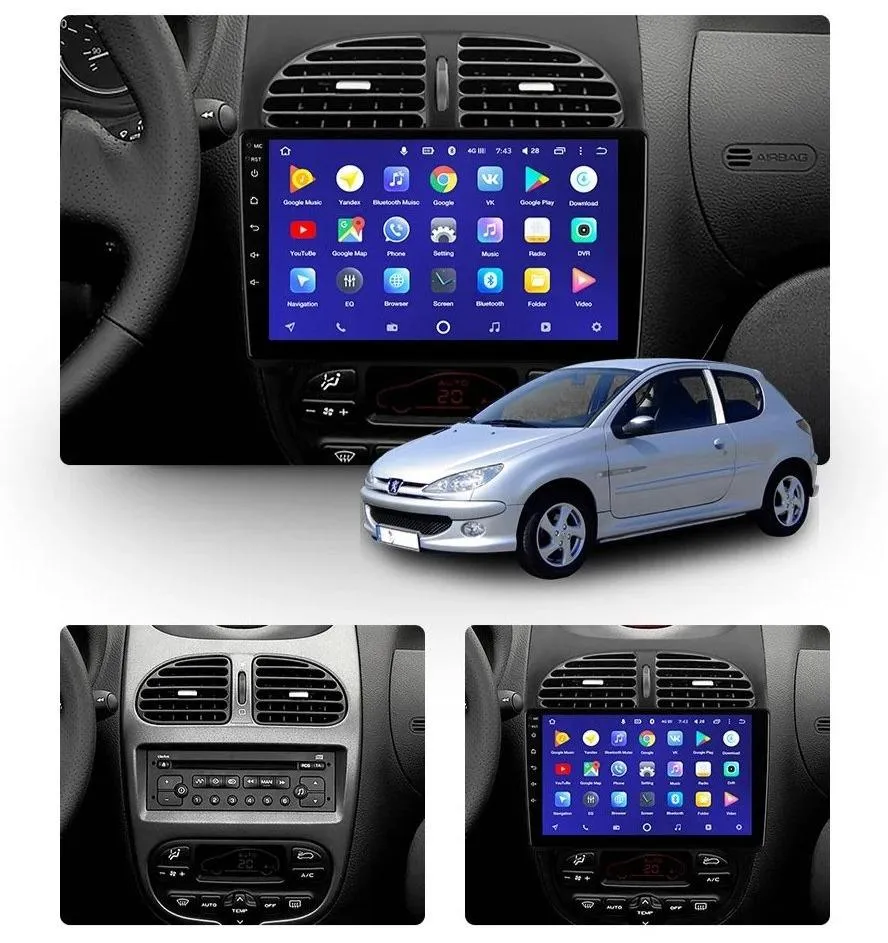 Car Dealz 10.2" Android 10.0 Peugeot 206 1 1998-2012 w CAM In Dash Plus OEM Fascia
