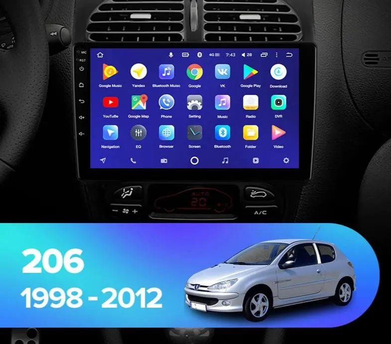 Car Dealz 10.2" Android 10.0 Peugeot 206 1 1998-2012 w CAM In Dash Plus OEM Fascia