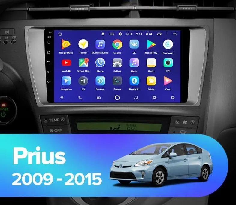 Car Dealz 10.2" Android 10.0 Toyota Prius XW30 2009-2015 In Dash Plus OEM Fascia