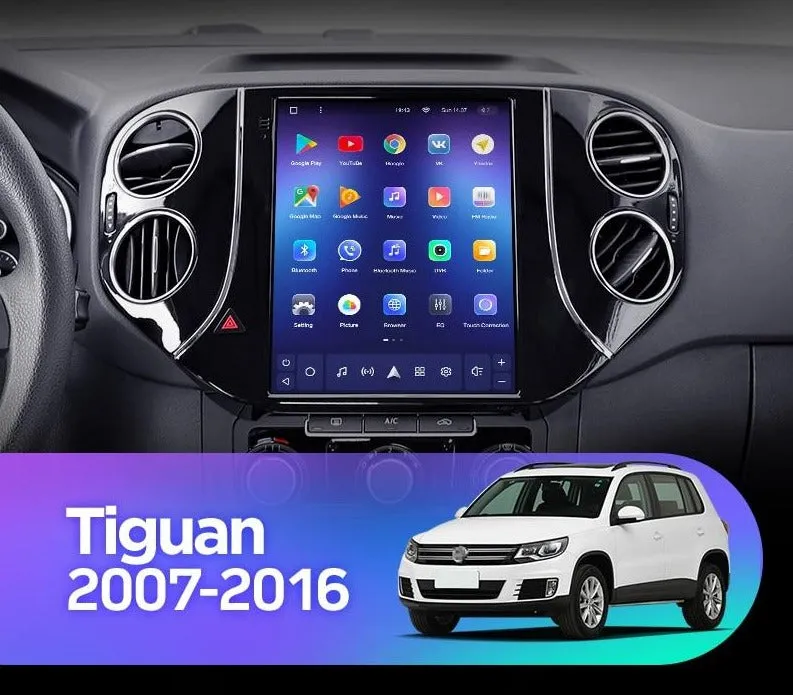 Car Dealz 11" Android 12.0 For Volkswagen Tiguan 1 NF 2007 - 2016 Tesla Vertical Screen In Dash Plus OEM Fascia