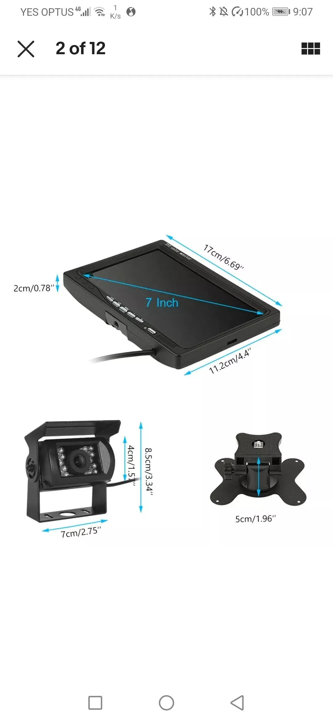 Car Dealz Dual Wired Truck Heavy Duty Rear View Camera with Monitor