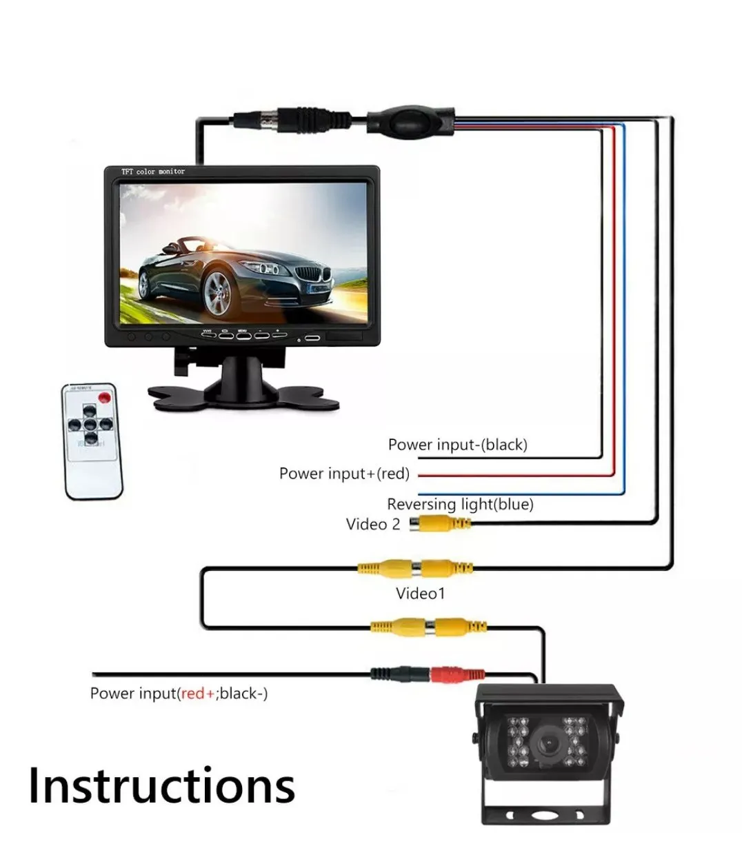 Car Dealz Dual Wired Truck Heavy Duty Rear View Camera with Monitor