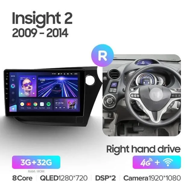 Car Dealz Elite 4G Data Model 10.2" Android 12.0 For Honda Insight 2 LHD RHD 2009 - 2014 In Dash Plus OEM Fascia
